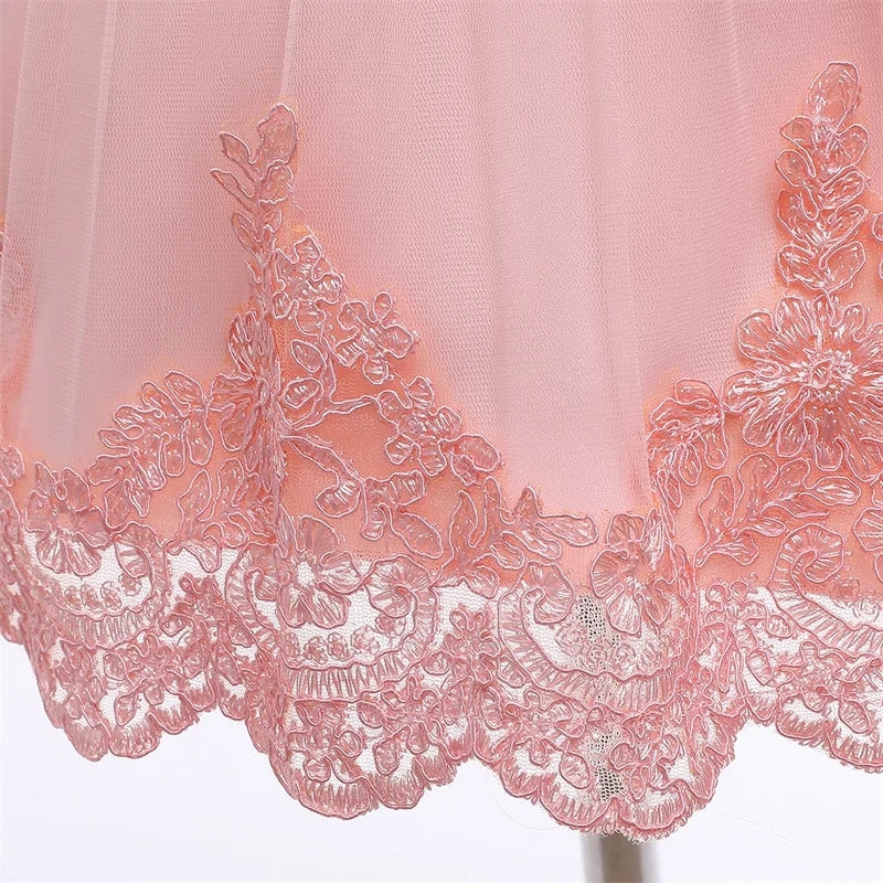 Baby Girl Lace Dress With Headpiece - Peach Dress