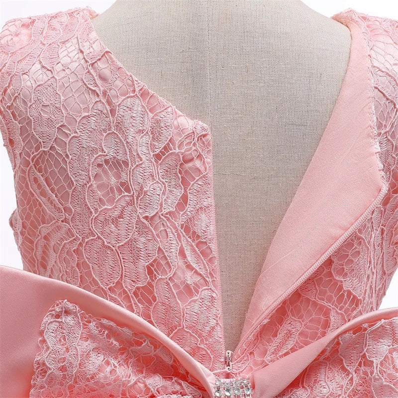 Baby Girl Lace Dress With Headpiece - Peach Dress