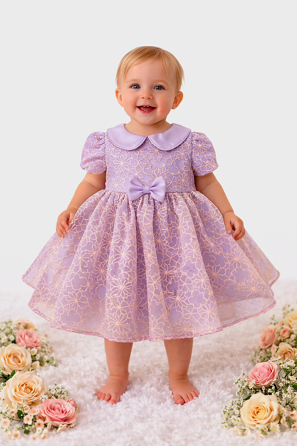Baby Girl Peter Pan Collar Dress - Lilac Dress