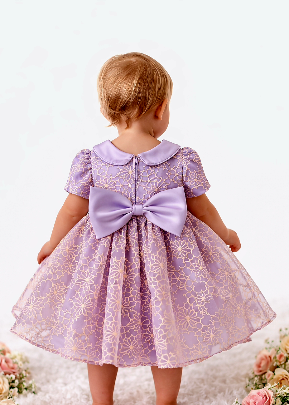 Baby Girl Peter Pan Collar Dress - Lilac Dress