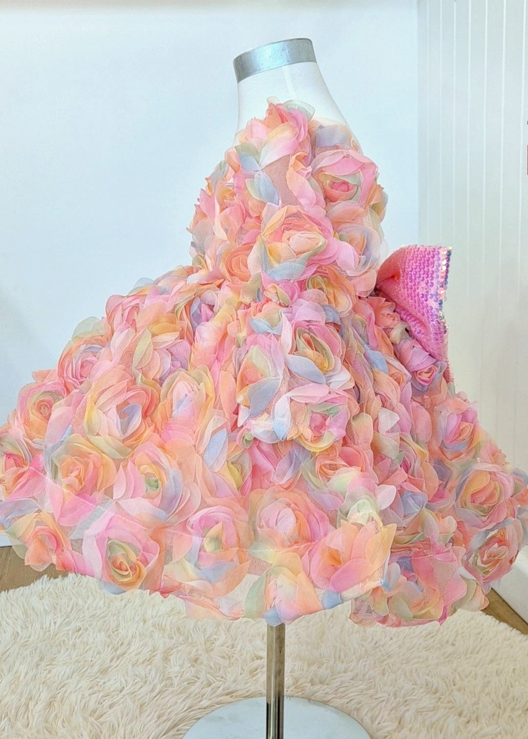 Baby Girl First Birthday Dress -Purple/Peach/Green