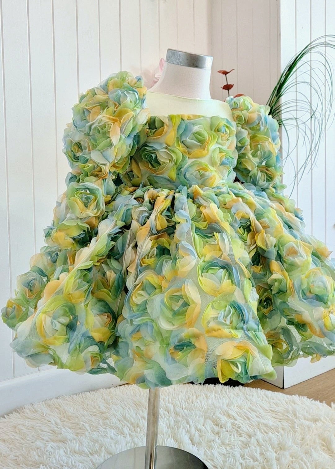 Baby Girl First Birthday Dress -Purple/Peach/Green