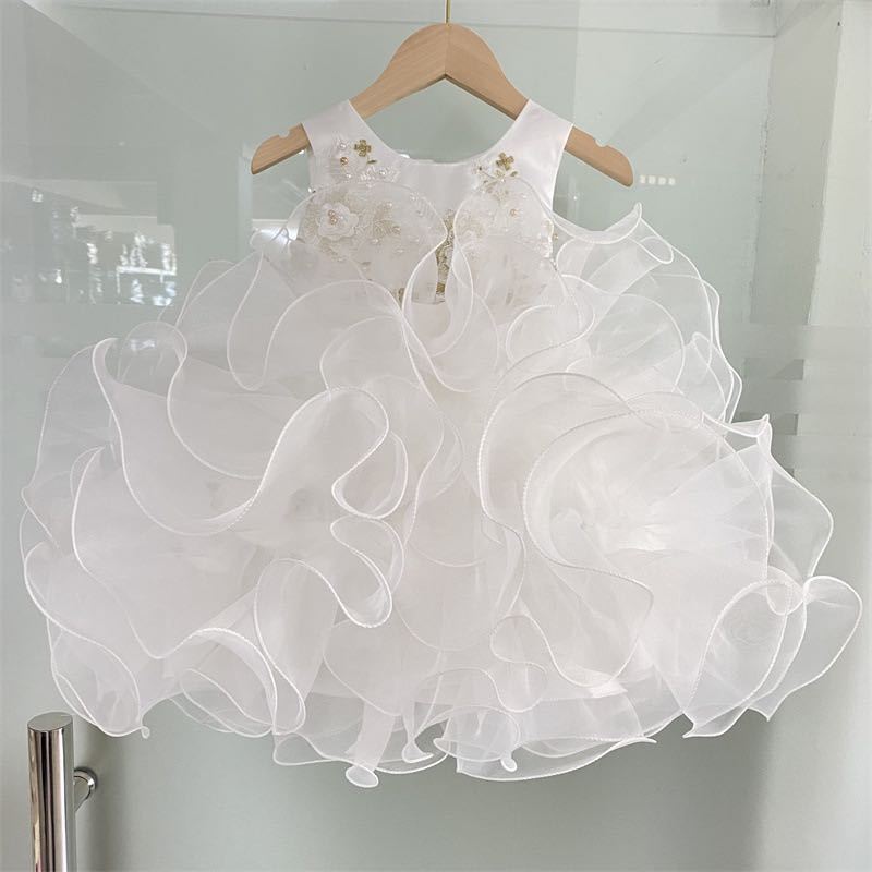 Baby Girl First Birthday Dress - Pink/White