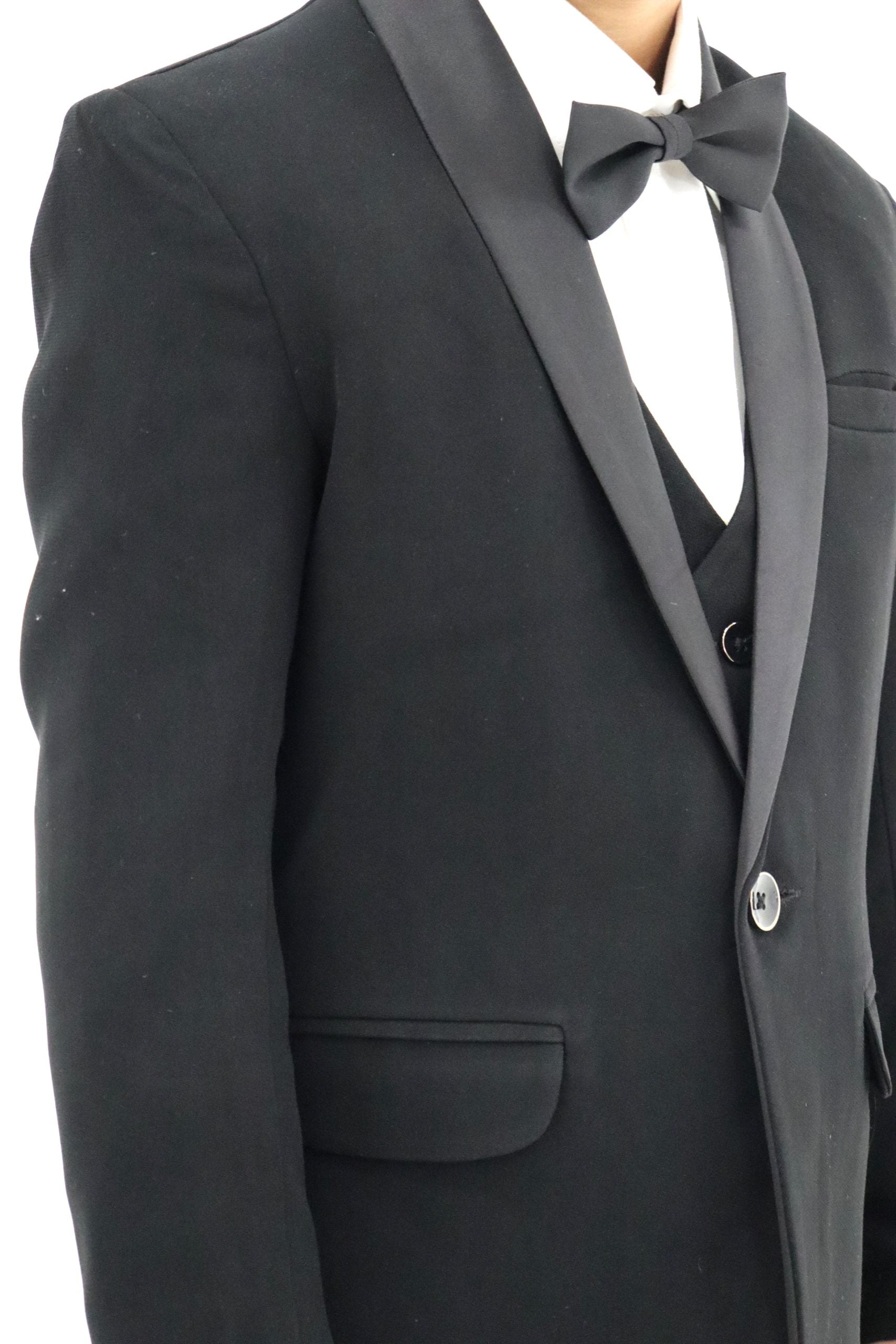 Boys Slim Fit Black Tuxedo Suit 5Pc Set