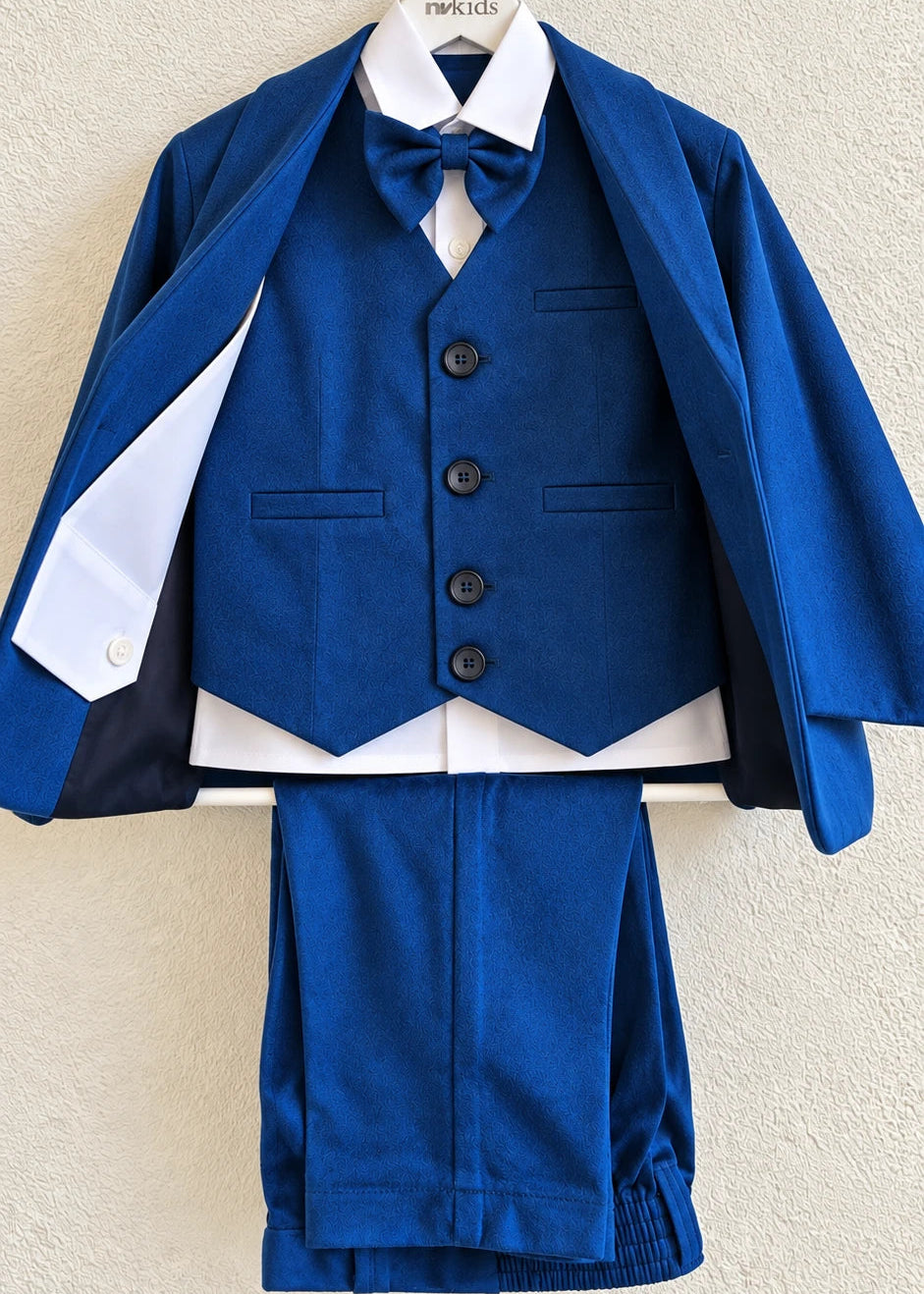Little Boy Blue Suit 5pcs Set - Velvet Suit