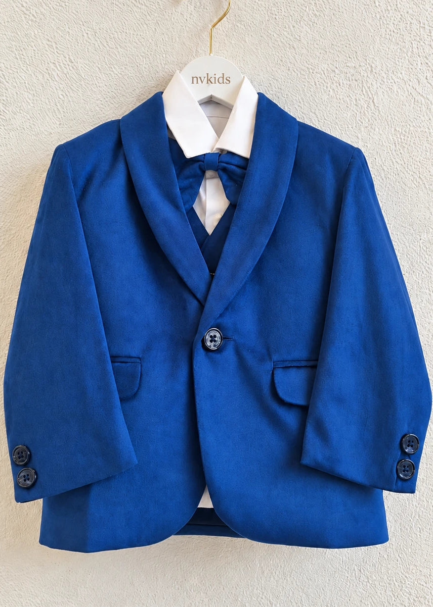 Little Boy Blue Suit 5pcs Set - Velvet Suit