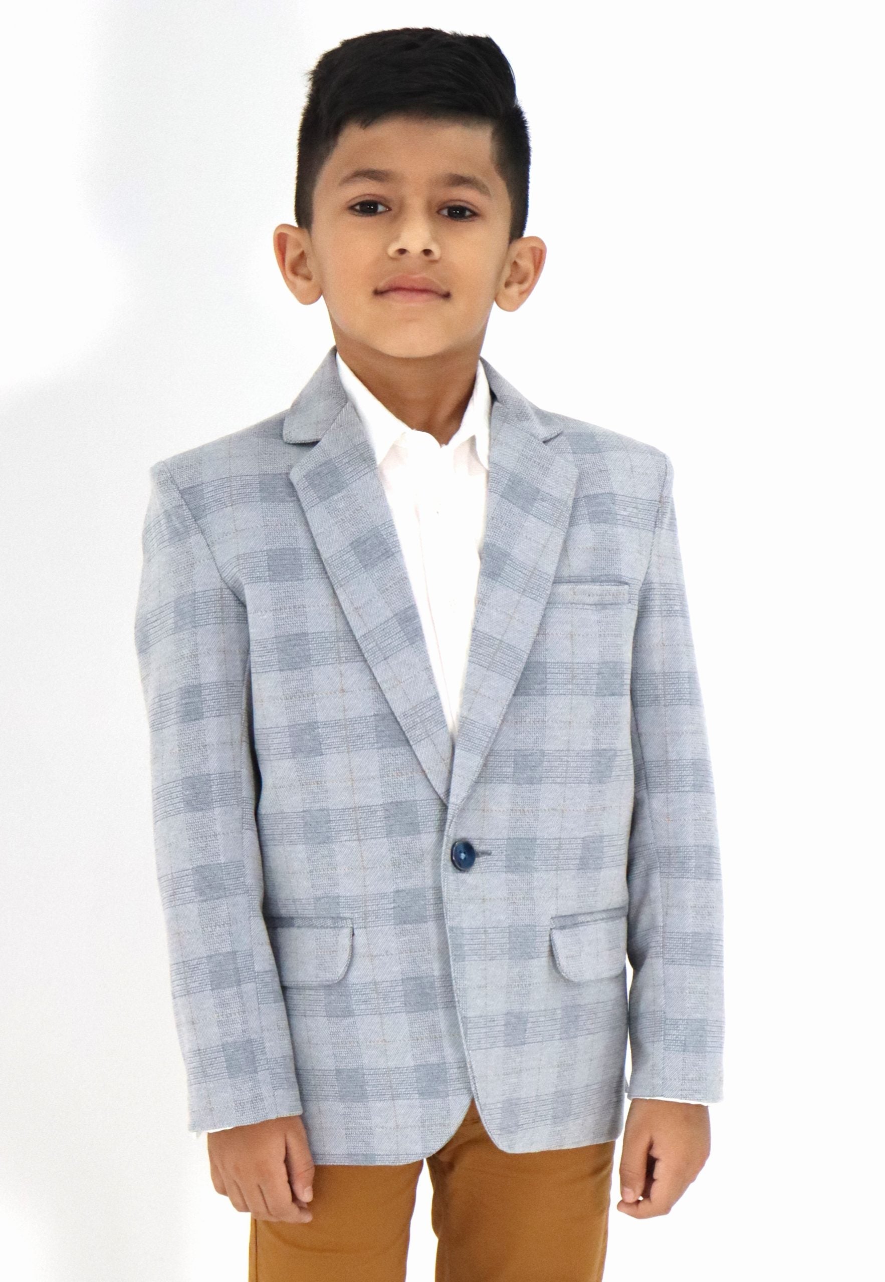 Boys Blue Check Blazer