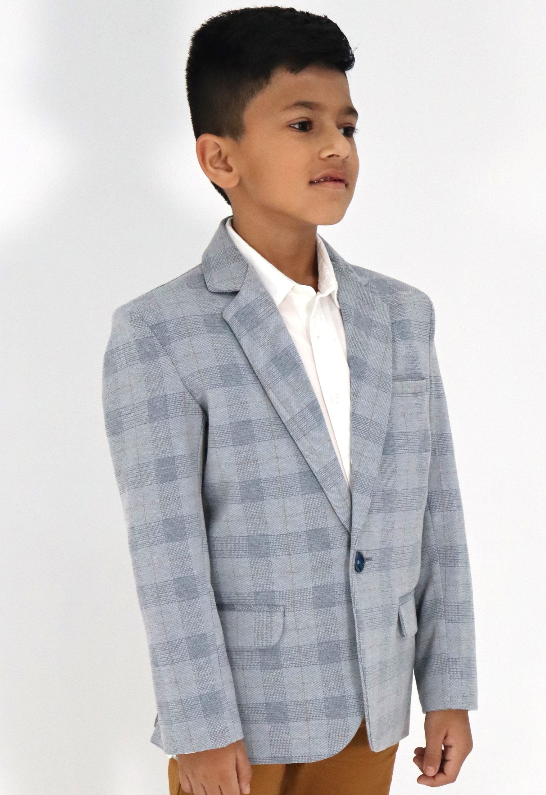 Boys Blue Check Blazer