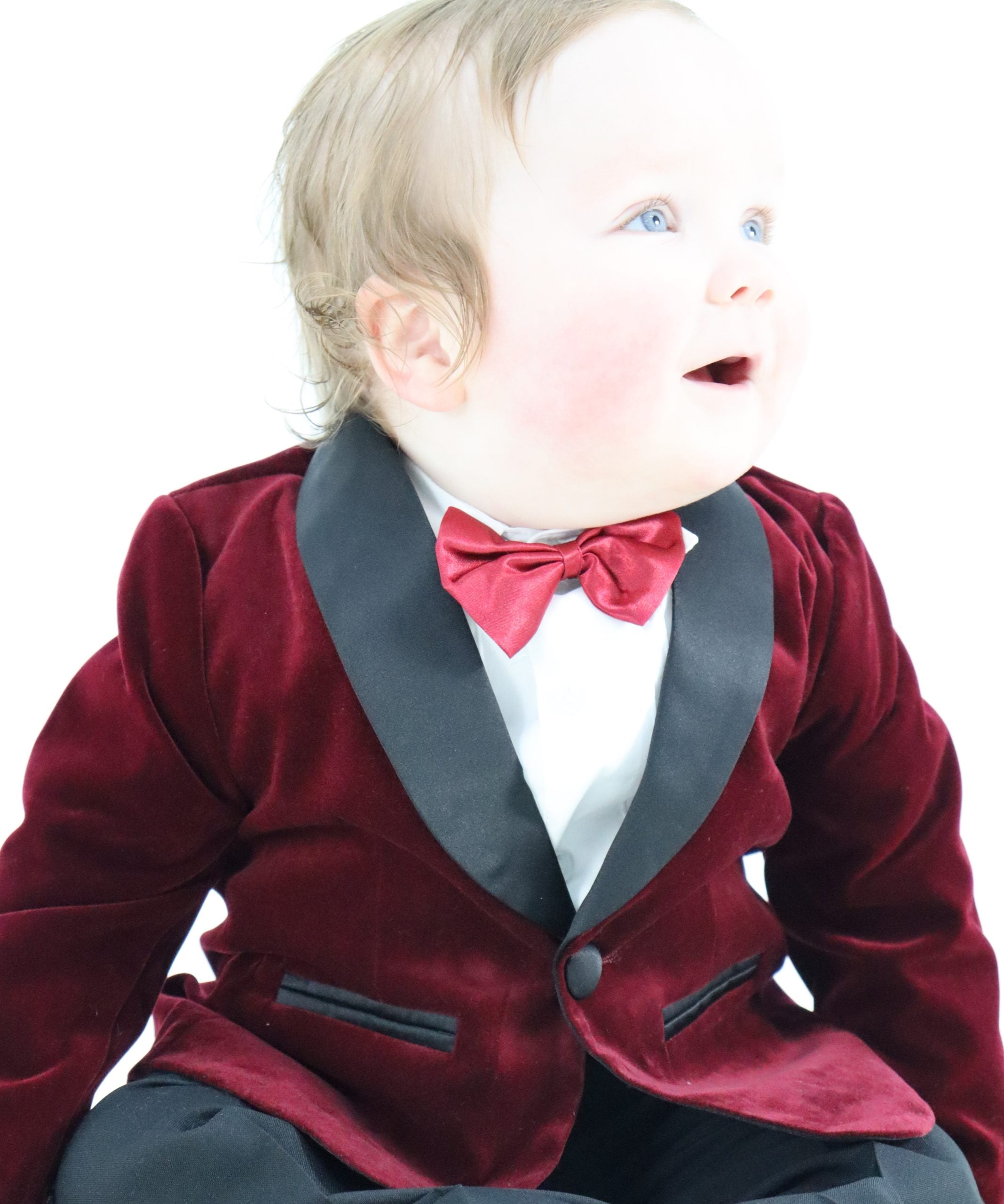 Little Boys Velvet Blazer Maroon