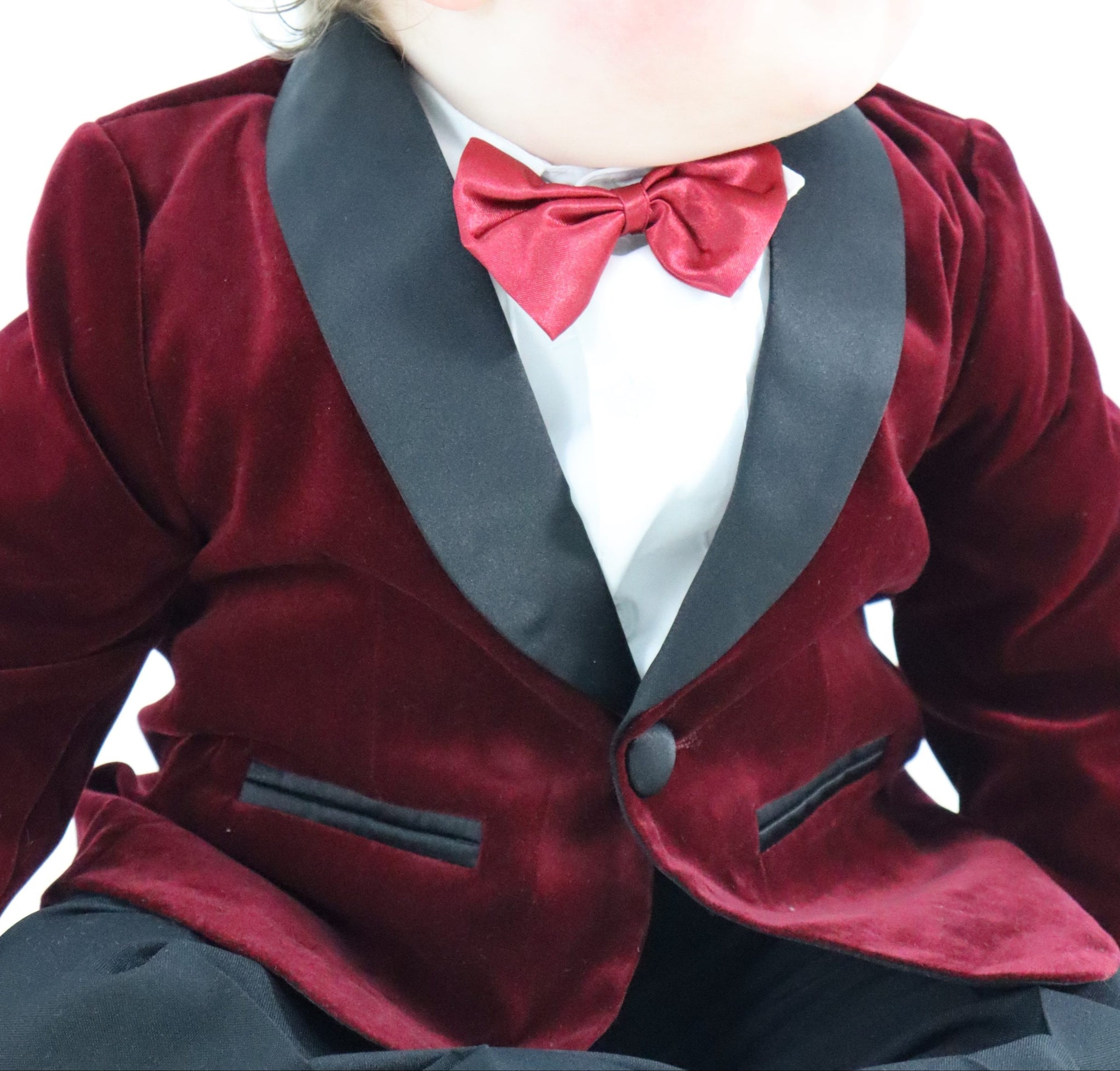 Little Boys Velvet Blazer Maroon