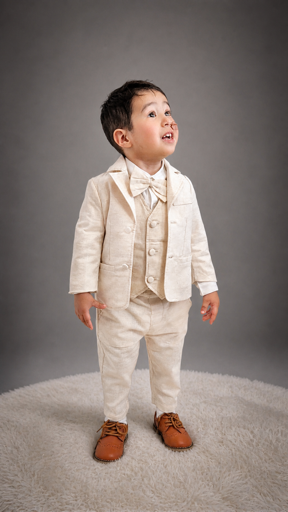 Boys Linen Suit - Beige Suit