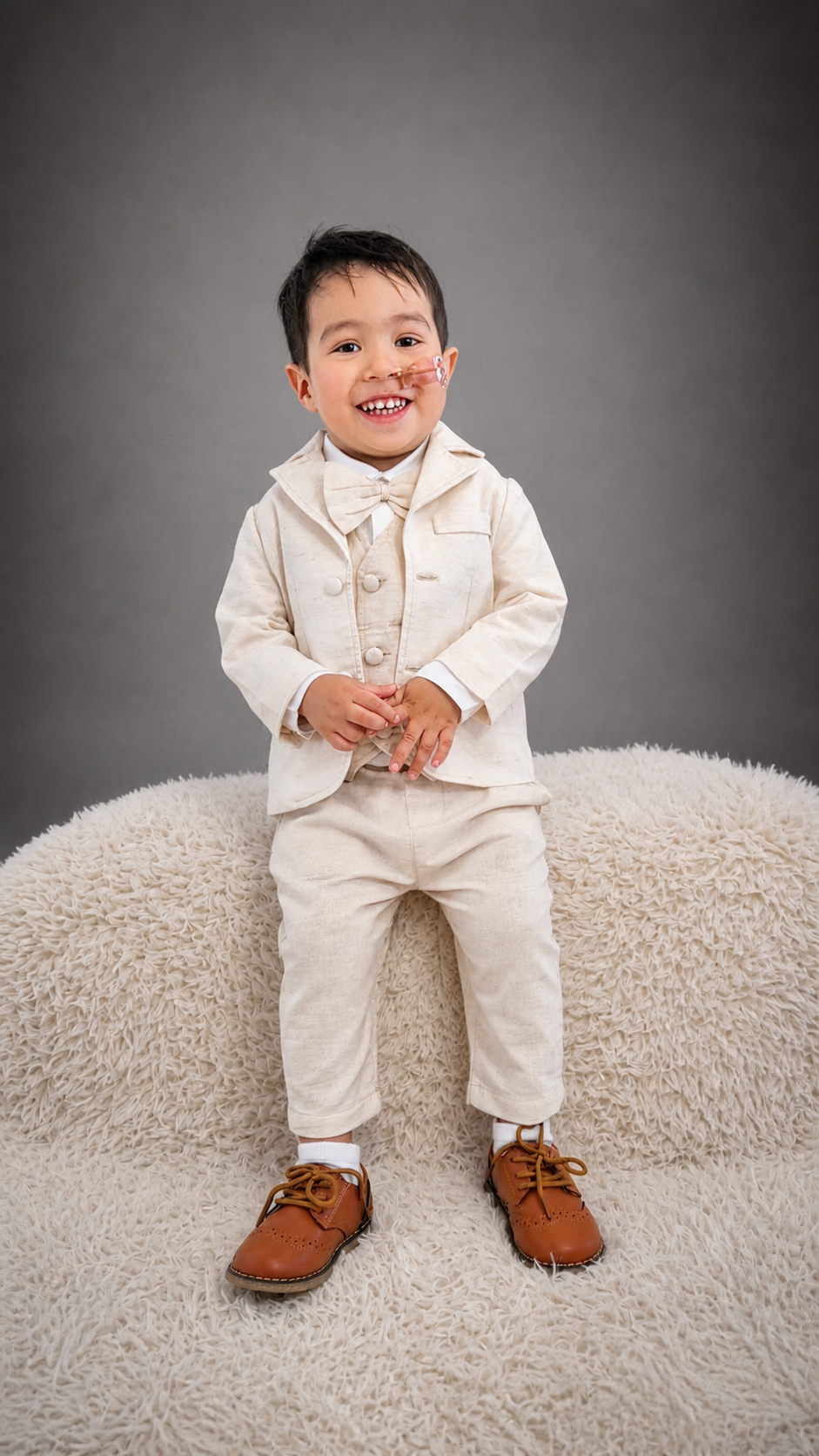 Boys Linen Suit - Beige Suit