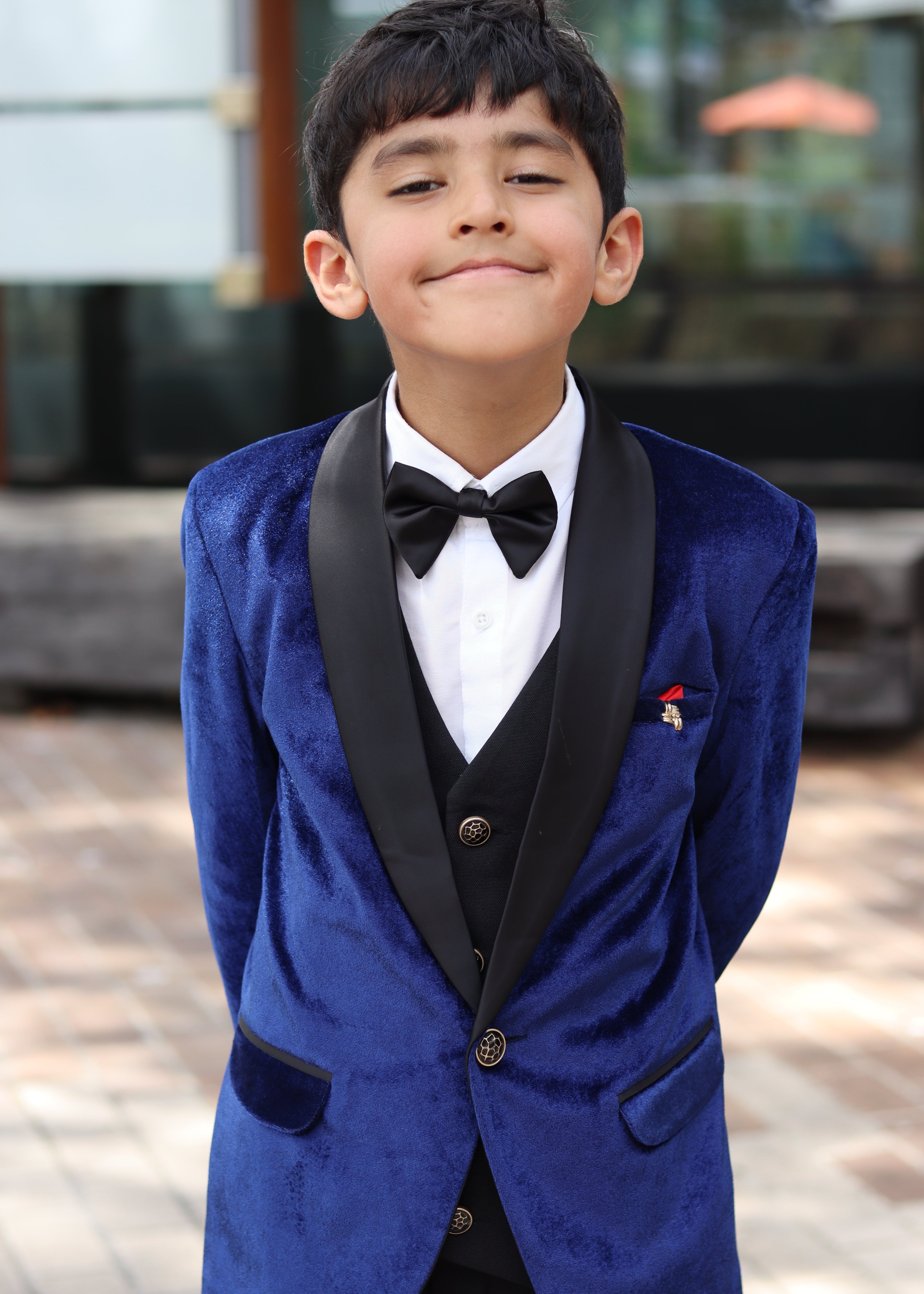 Boys Blue Tux Suit - Velvet Suit
