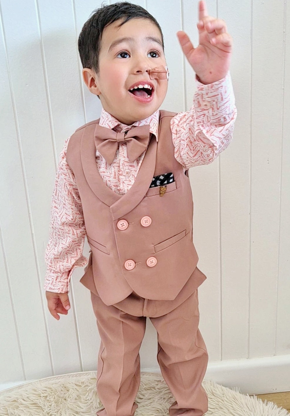 Boys formal pink suit set