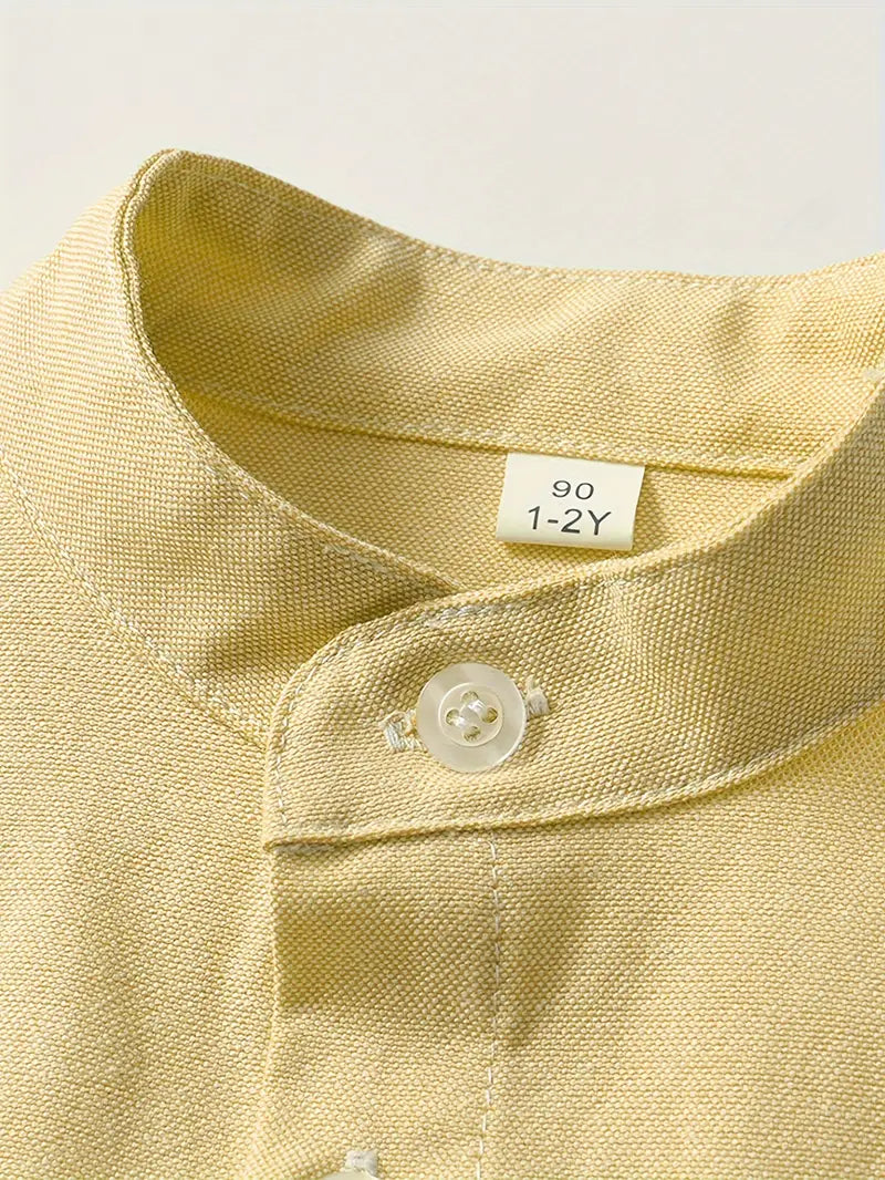 Boys Cotton Blend Yellow Shirt