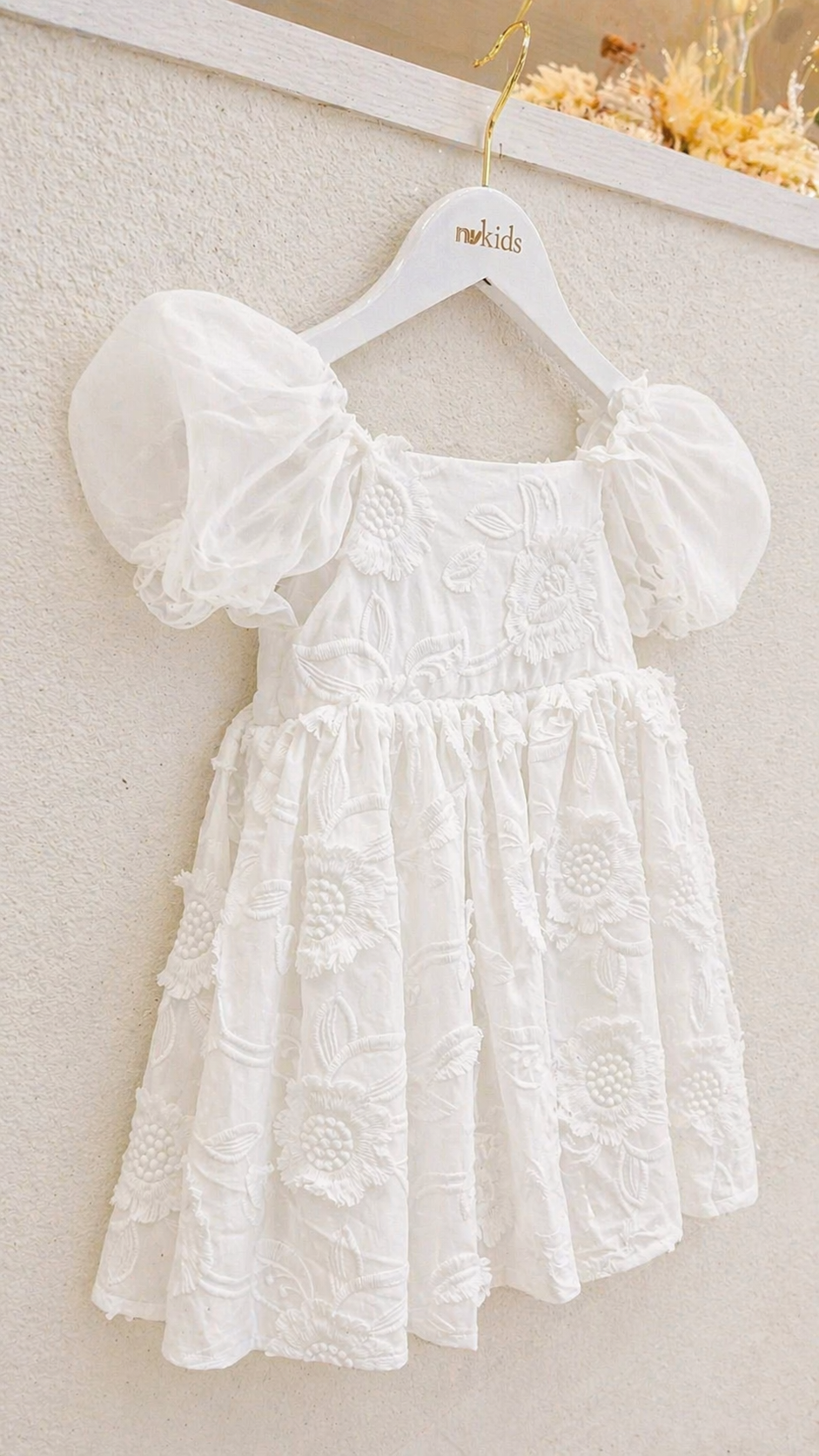 Baby Girl Puffy Sleeve Lace Romper Dress