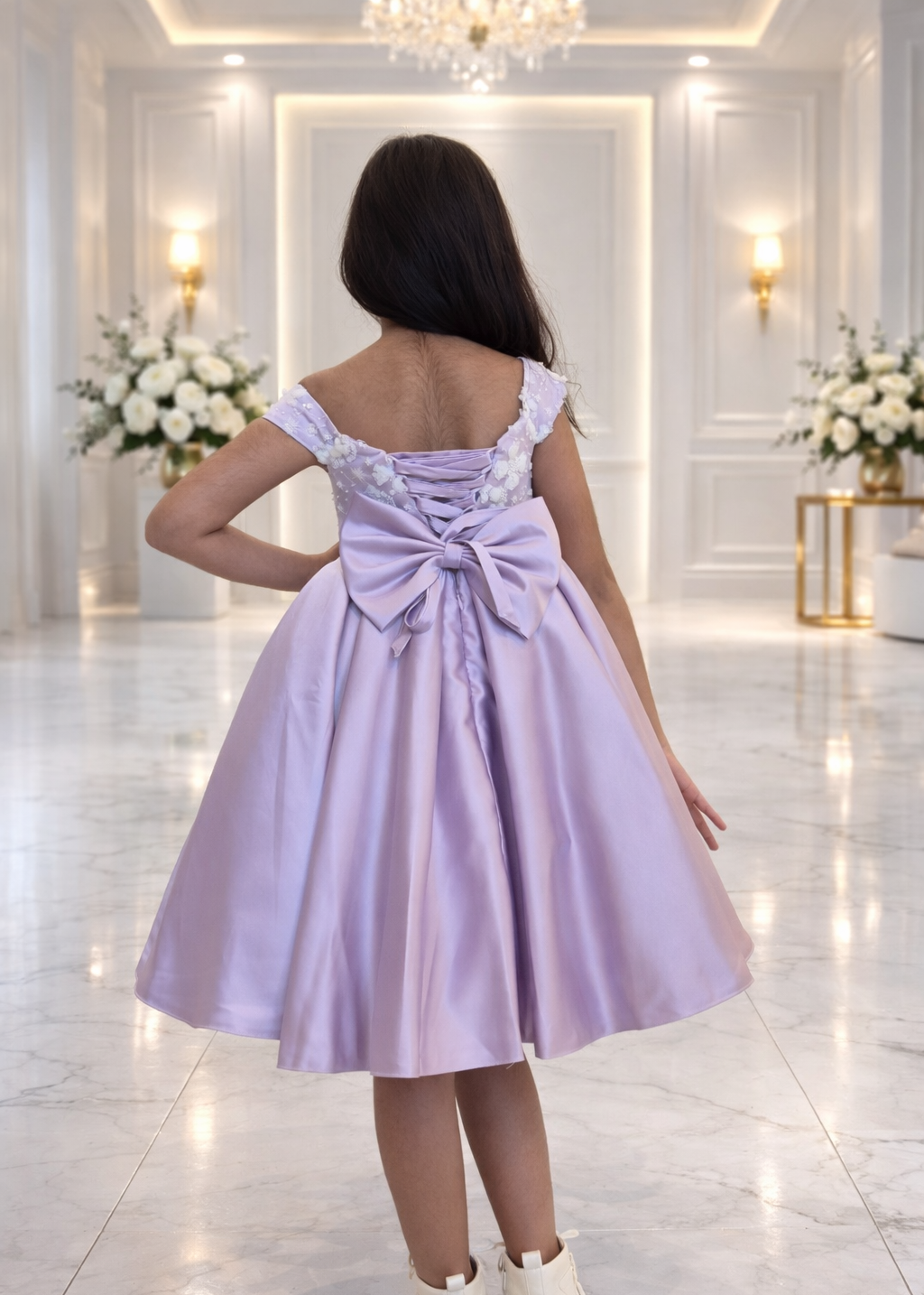 Little Girl Dress Beaded Bodice - Blue/Pink/Lilac