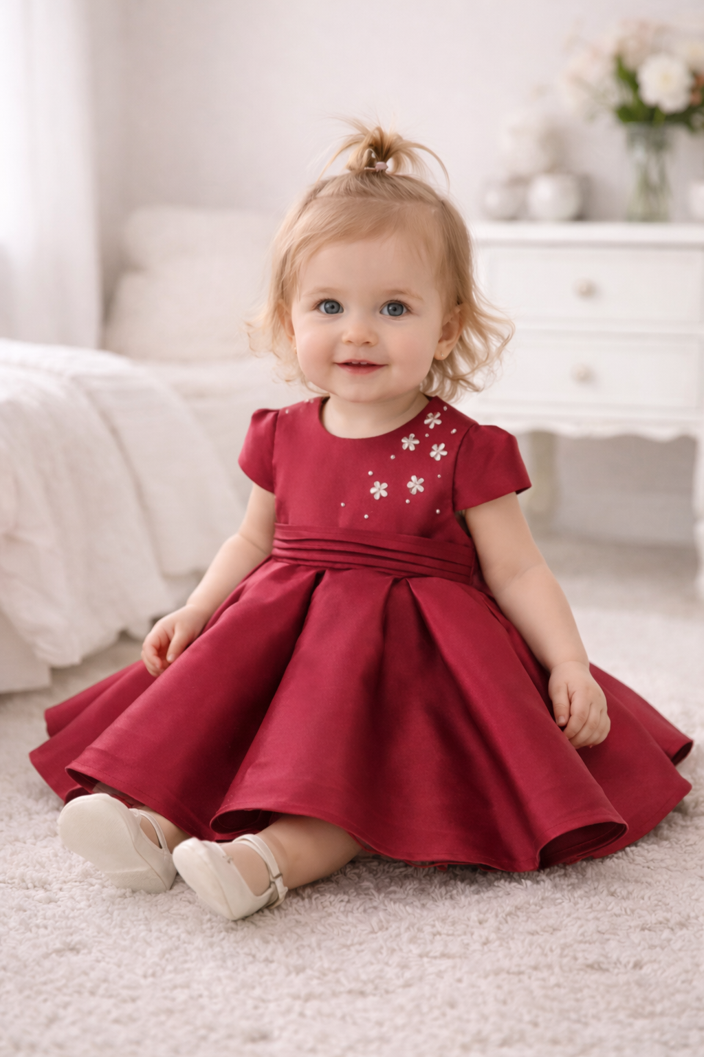 Little Girl Dress With Matching Jacket - Burgundy/Lilac