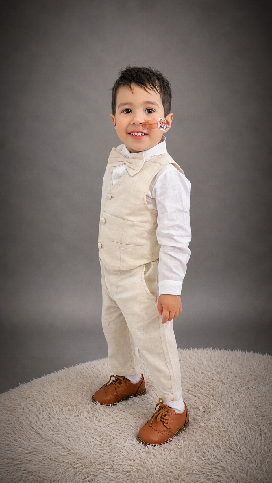 Boys Linen Suit - Beige Suit