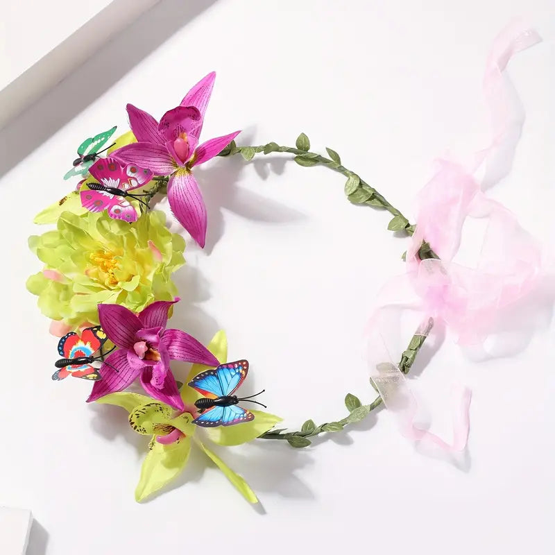 Girls Colourful Large Flowers/butterflies Crown