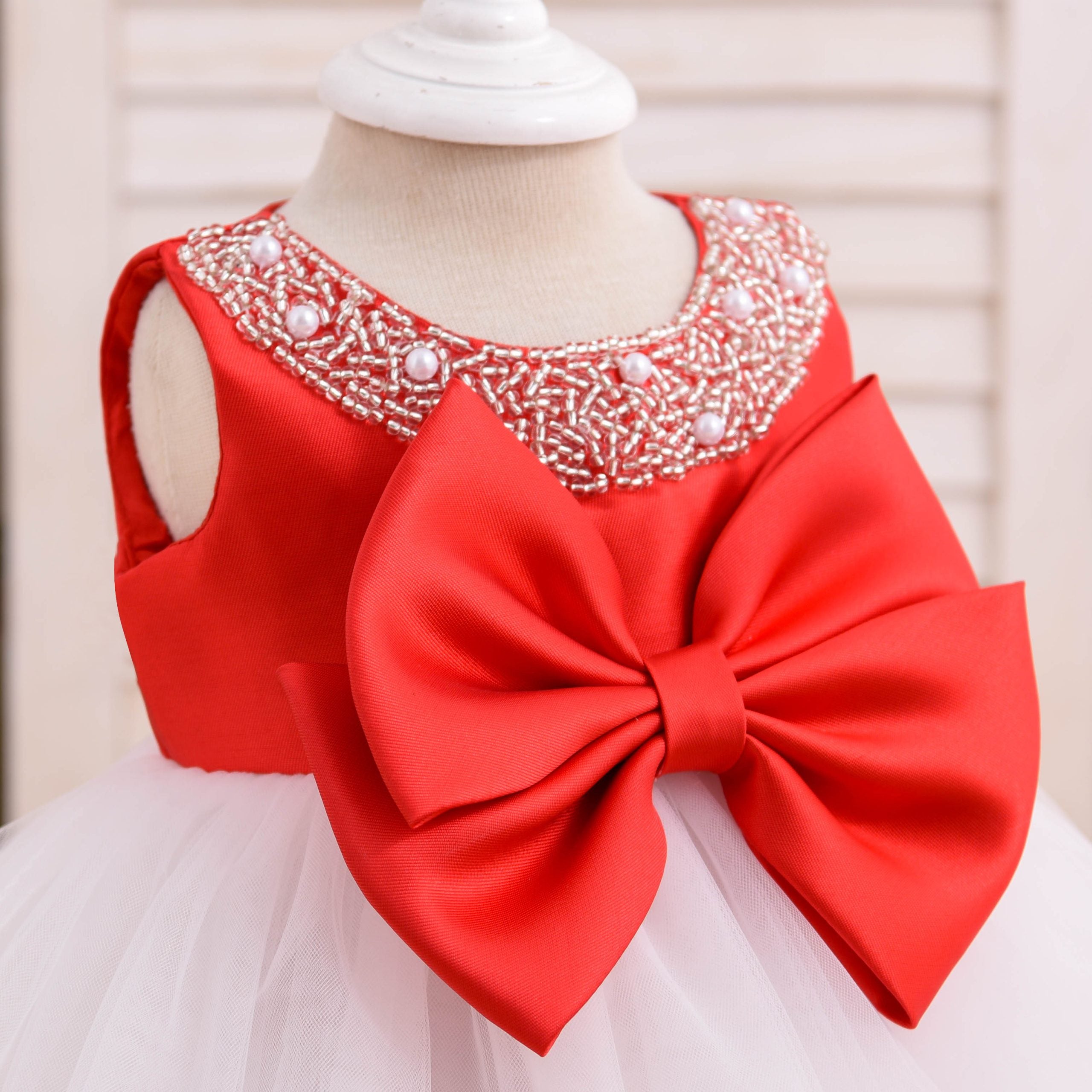 Baby Girl Red/White Tutu With Headband