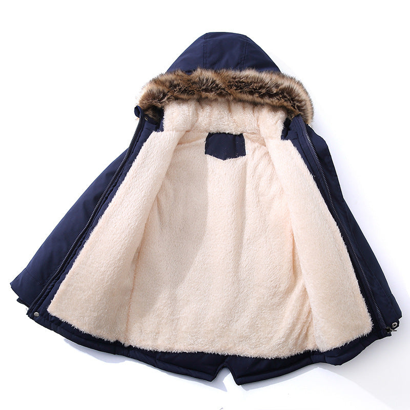 Boys Winter Outdoor Hooded With Warm Lining Windbreaker Coat