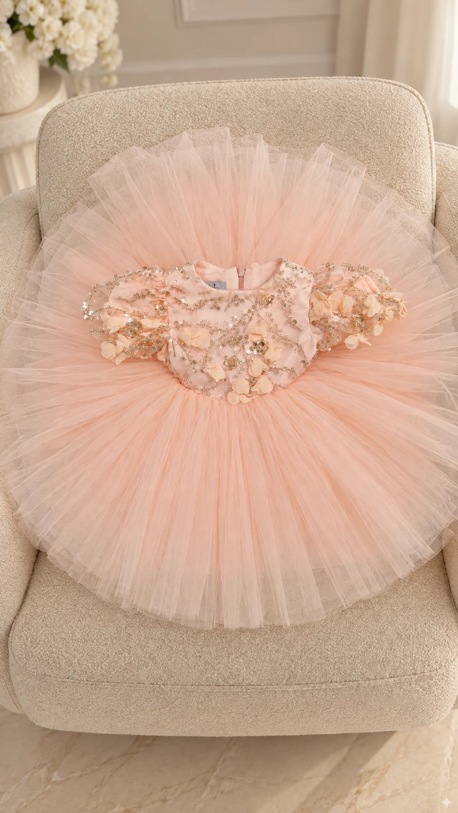 First Birthday Dress - Peach Dress