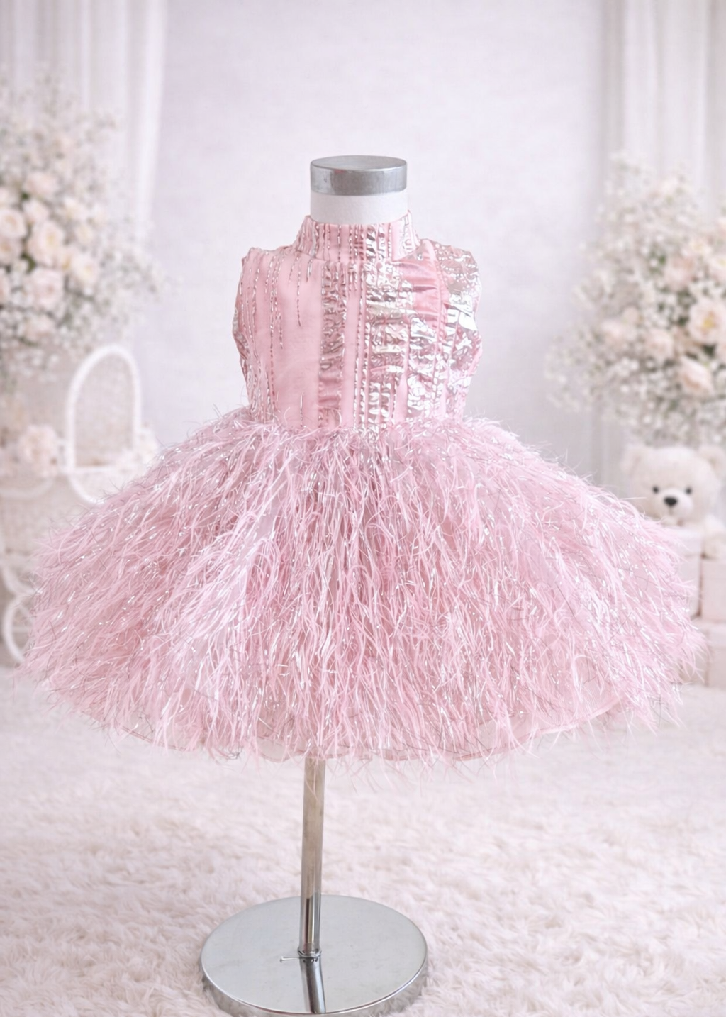 First Birthday Feather Dress - Pink Feather