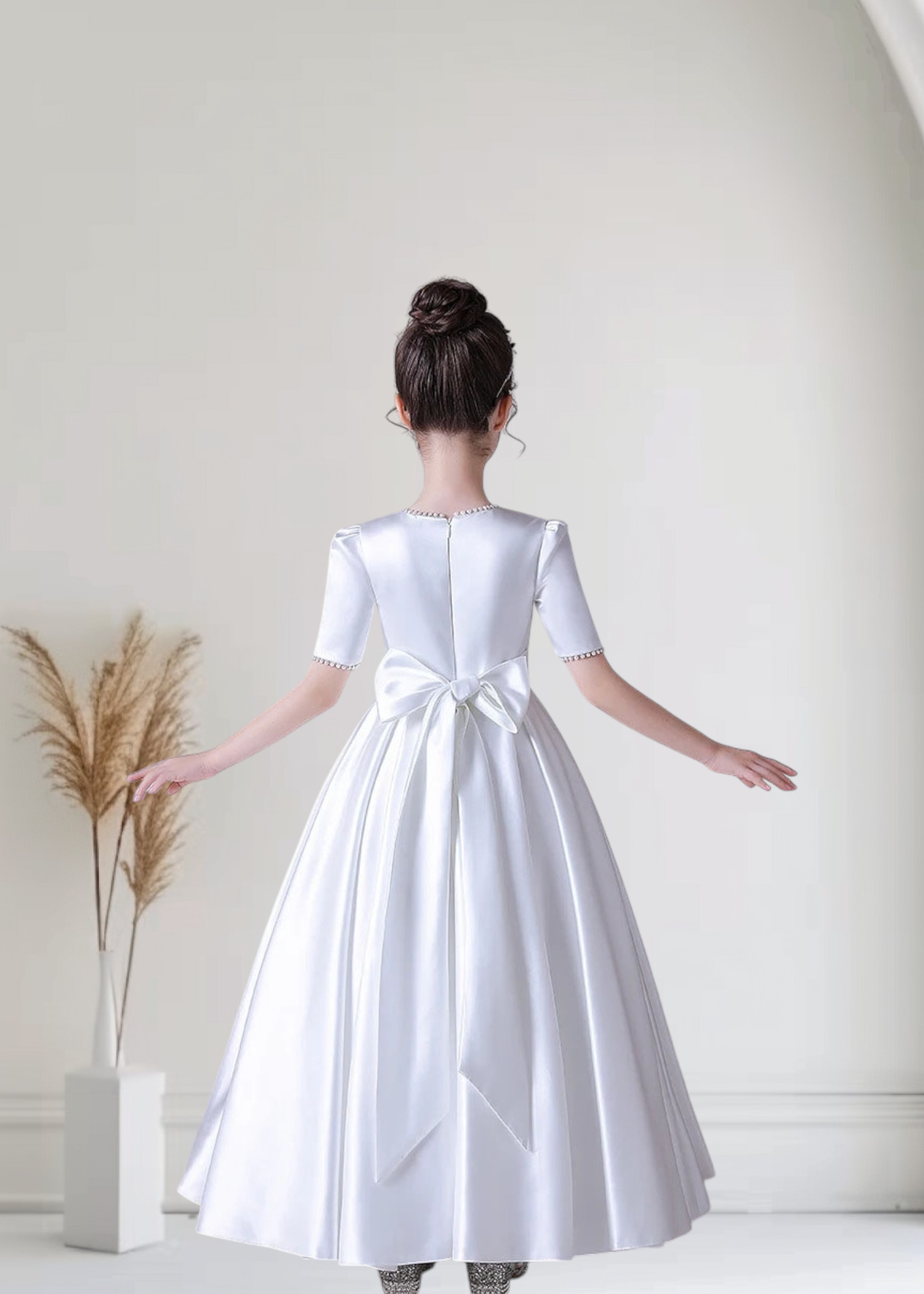 First Holy Communion Dress - Full Length Satin Dress