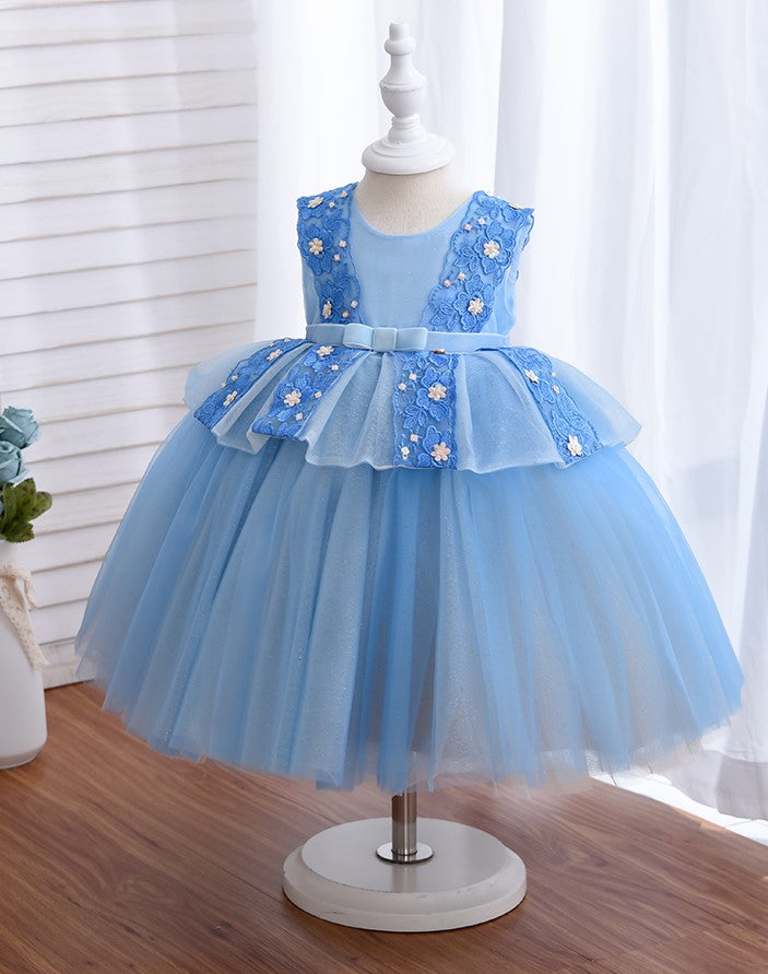 Little Girl Blue Dress With Headand