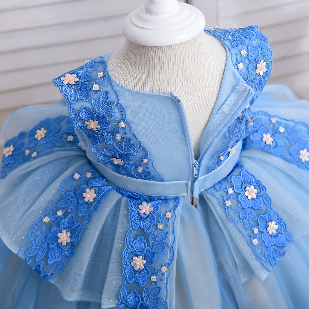 Little Girl Blue Dress With Headand