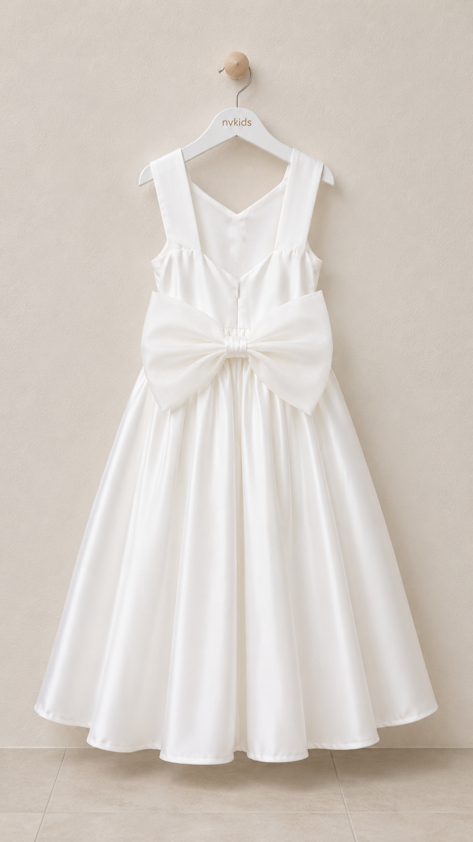 Girls Full Length Satin Dress - Sleeveless