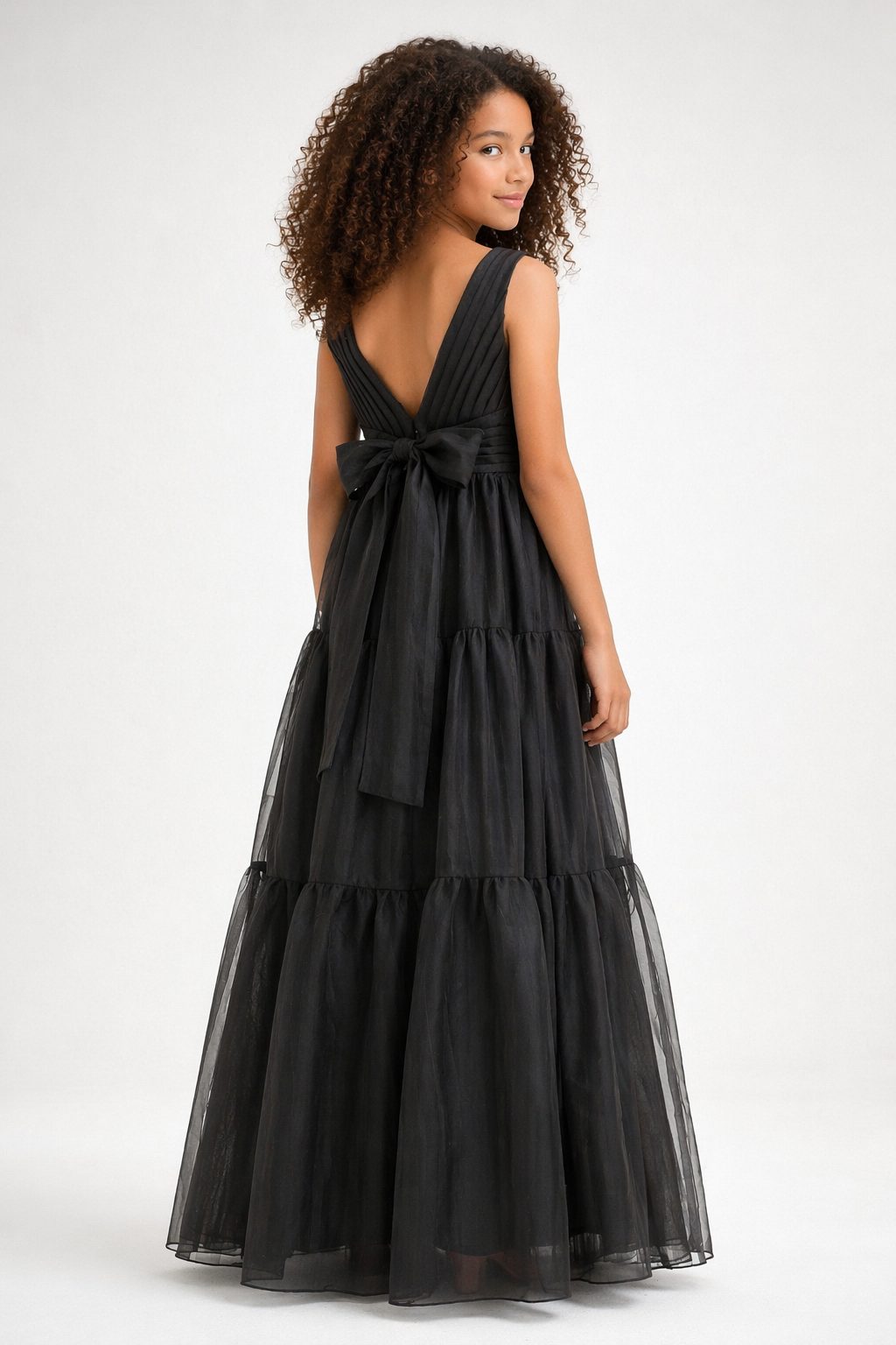 Girls Tired Maxi Dress - Black Dress