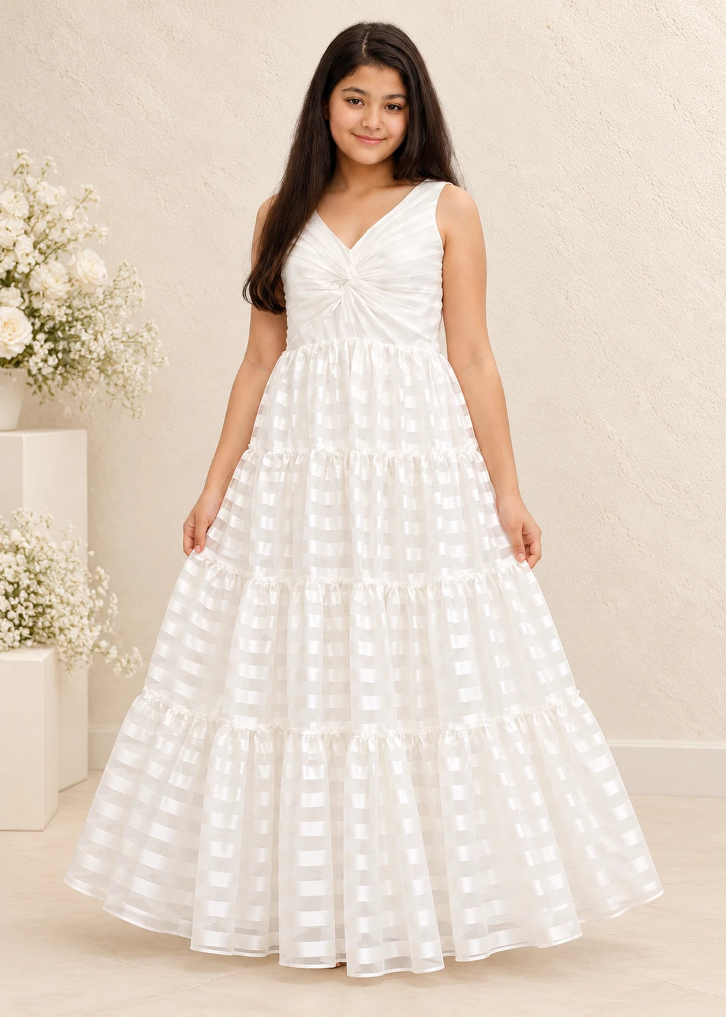Girls Tired Maxi Dress - Ivory Dress