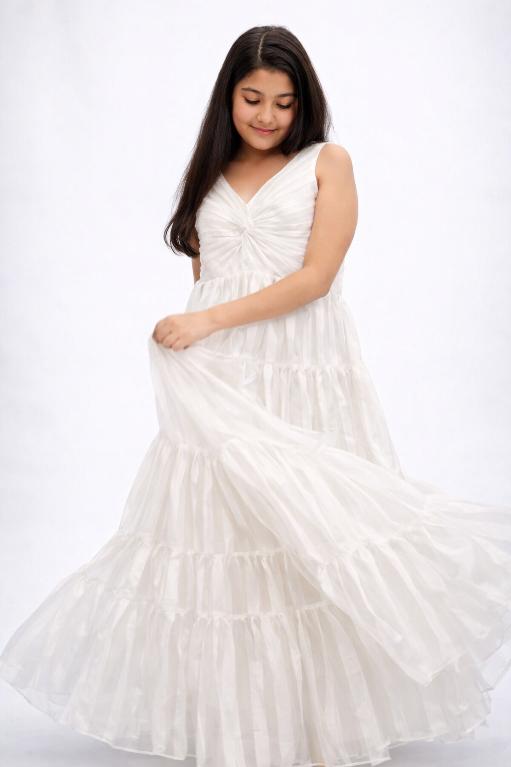 Girls Tired Maxi Dress - Ivory Dress