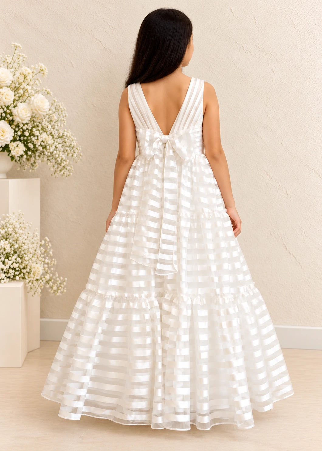 Girls Tired Maxi Dress - Ivory Dress