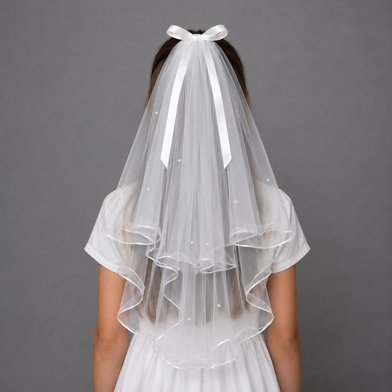 Girls Veil With Ribbon Bow