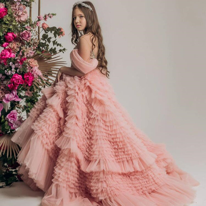 Girls Fairy Tail Formal Dress Peach