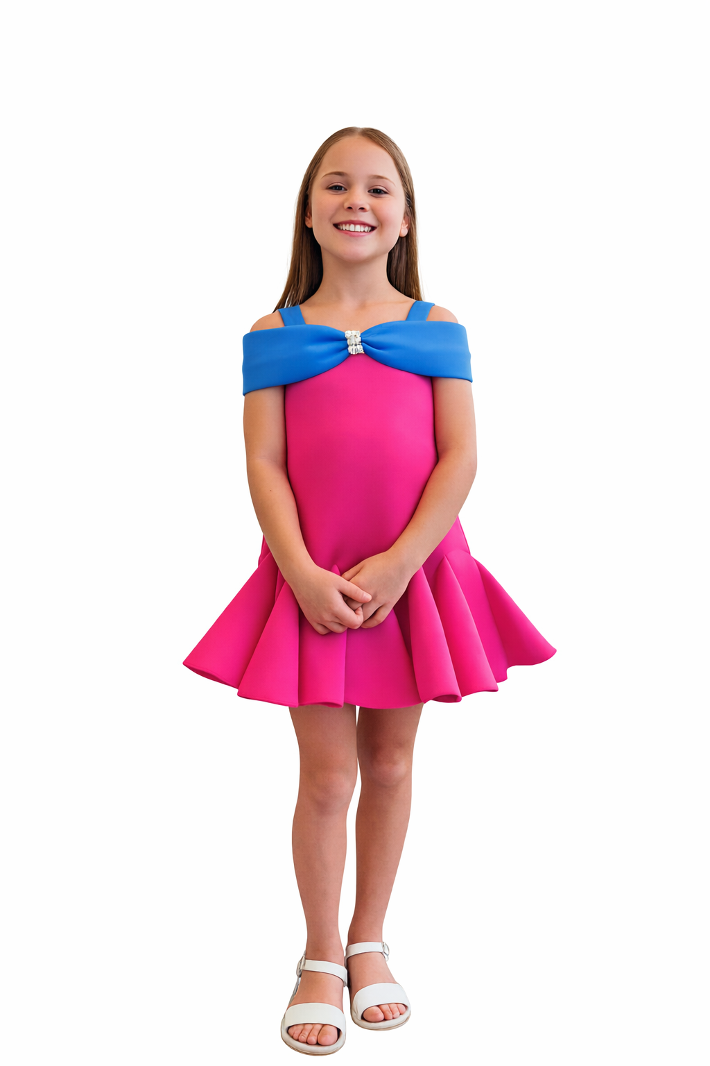 Girls Mini Dress In Hot Pink