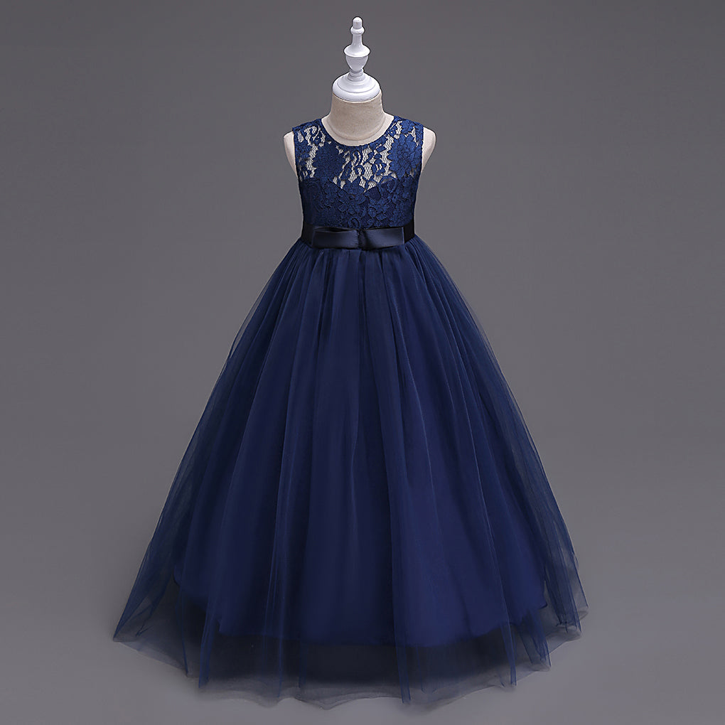 Girls Navy Dress Full Length