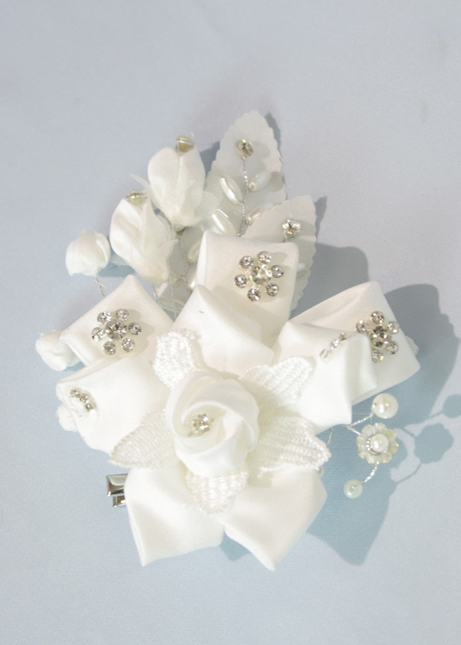 Girls White Large Flower Headband