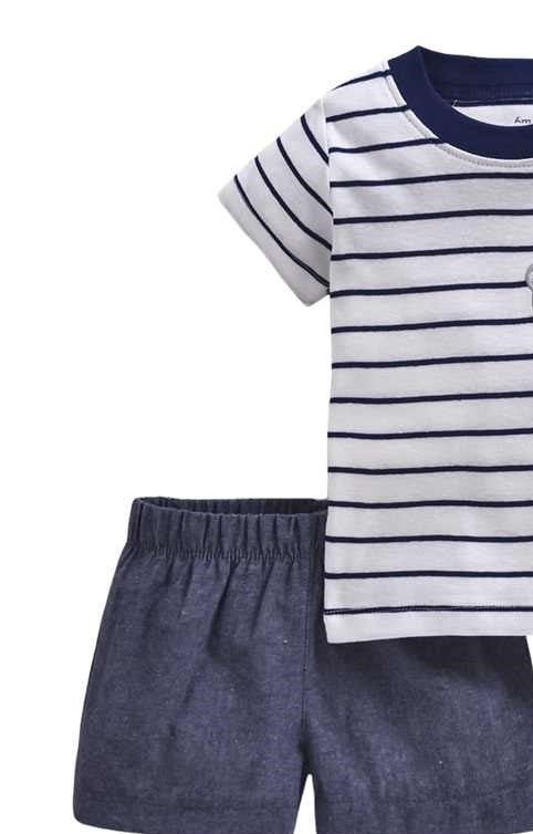 Boys Polo Tee Shorts 3piece Set 100% Cotton - Blue