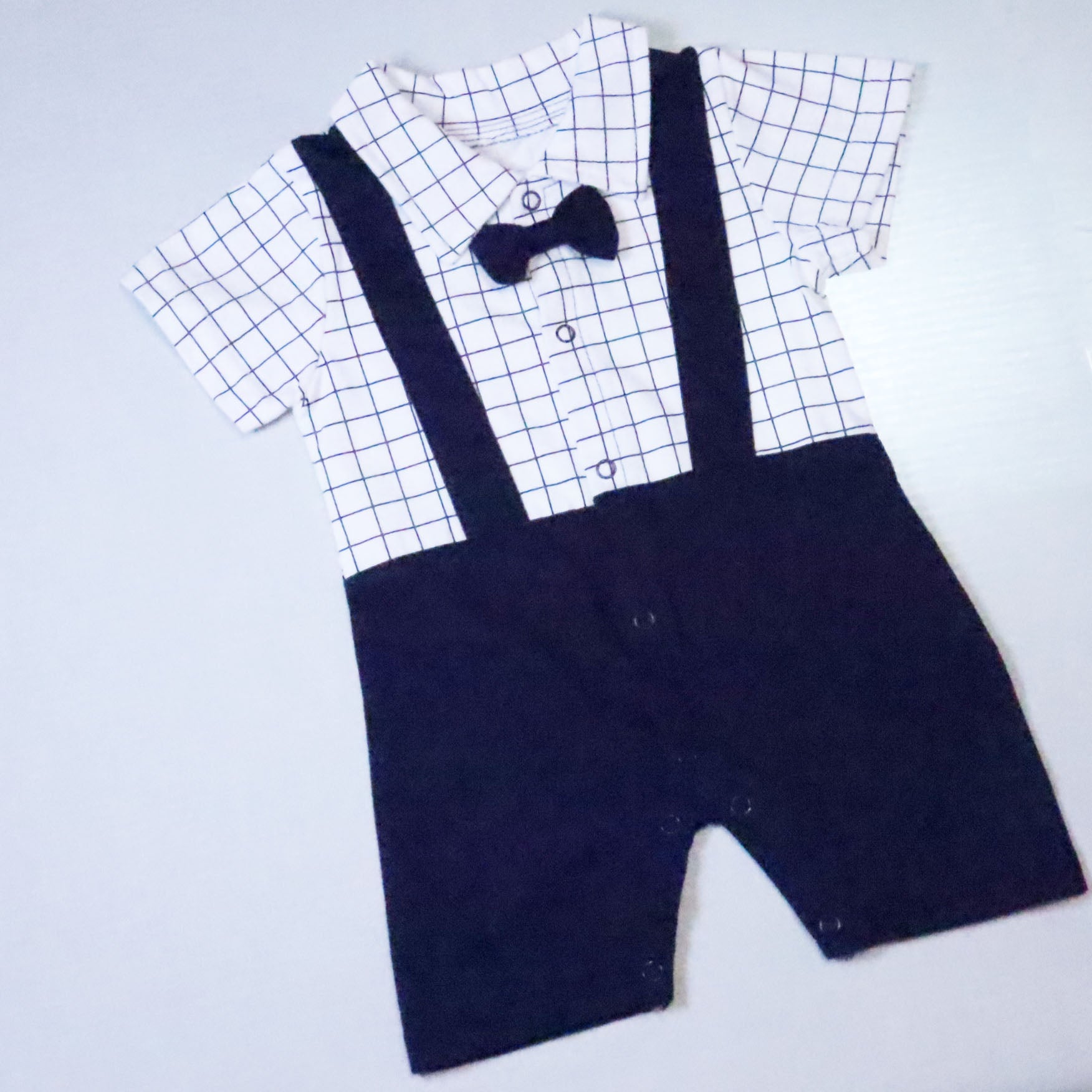 Summer Short Sleeve High Quality Baby Romper - White & Blue