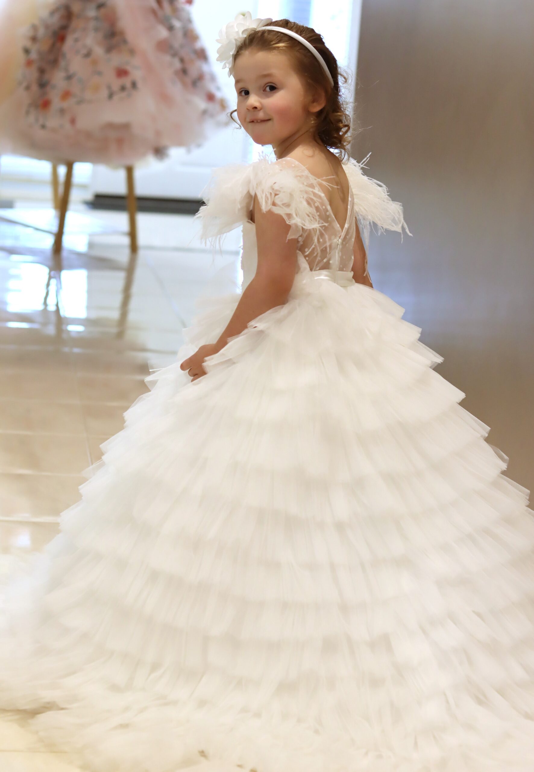 Flower Girl Dress Luxury Handmade Ruffle Layers - Main Image