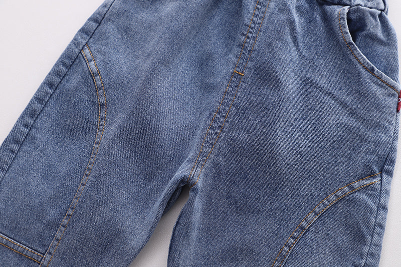 Little Boy Stylish Winter 3pc Blue Shirt Denim Sweater Set