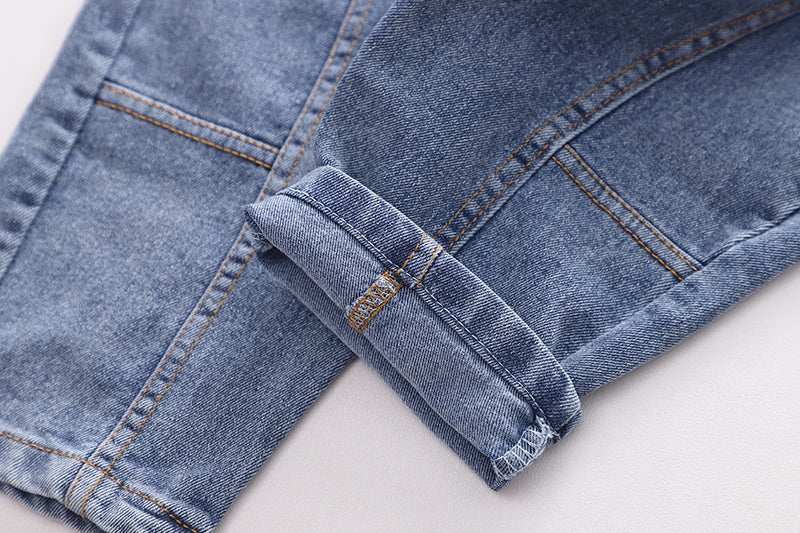 Little Boy Stylish Winter 3pc Blue Shirt Denim Sweater Set