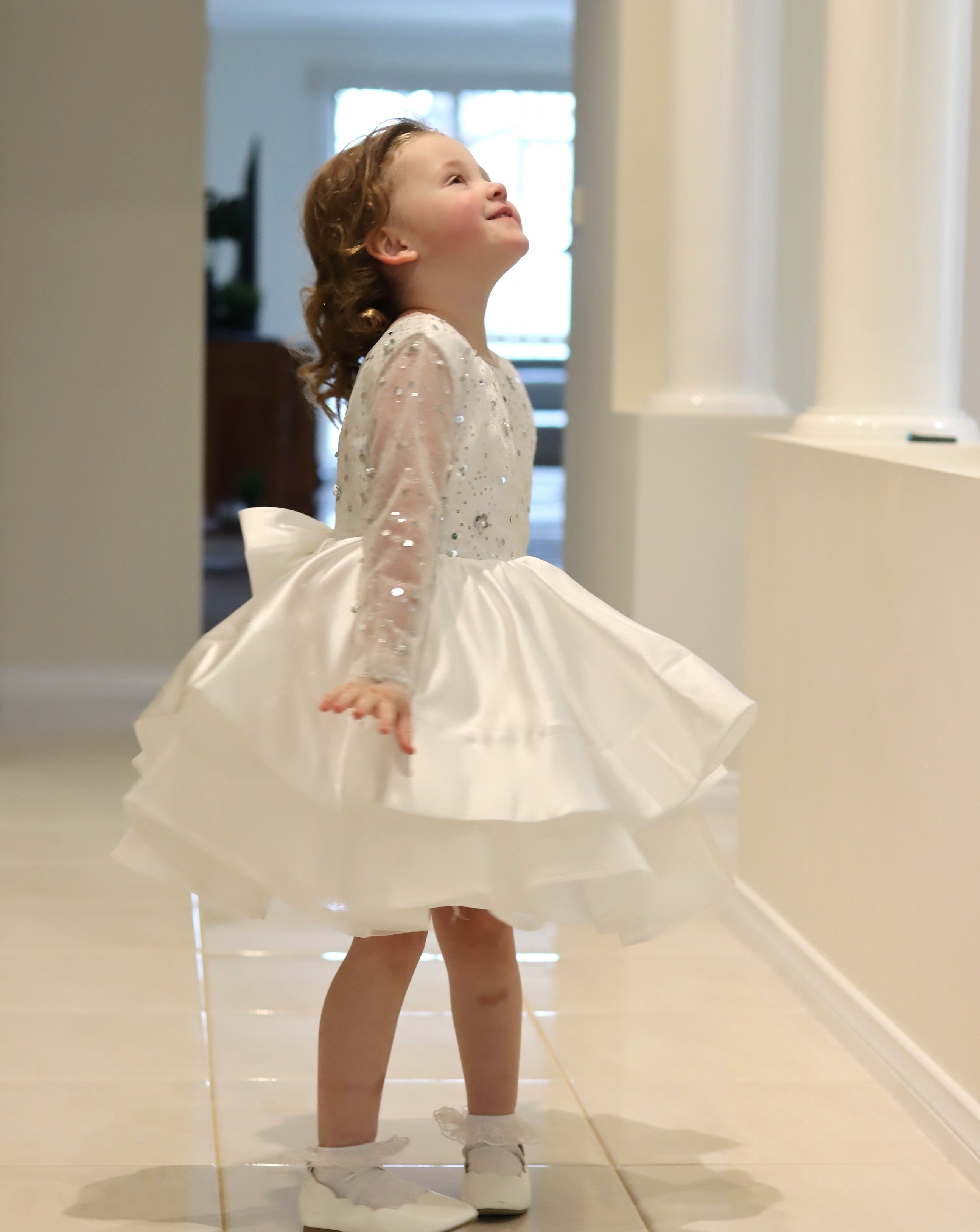 Full Sleeves Sequin Satin Dress