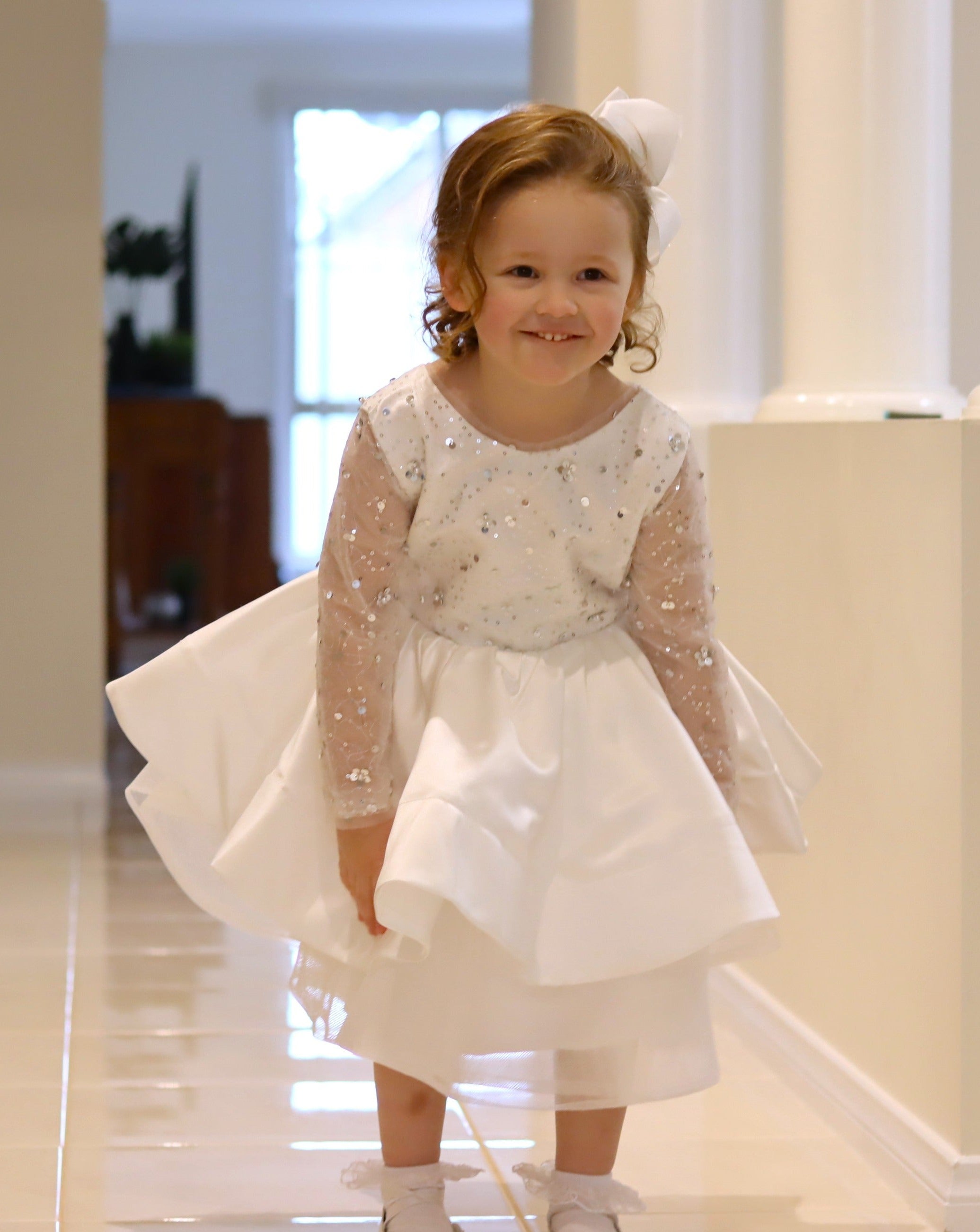 Full Sleeves Sequin Satin Dress