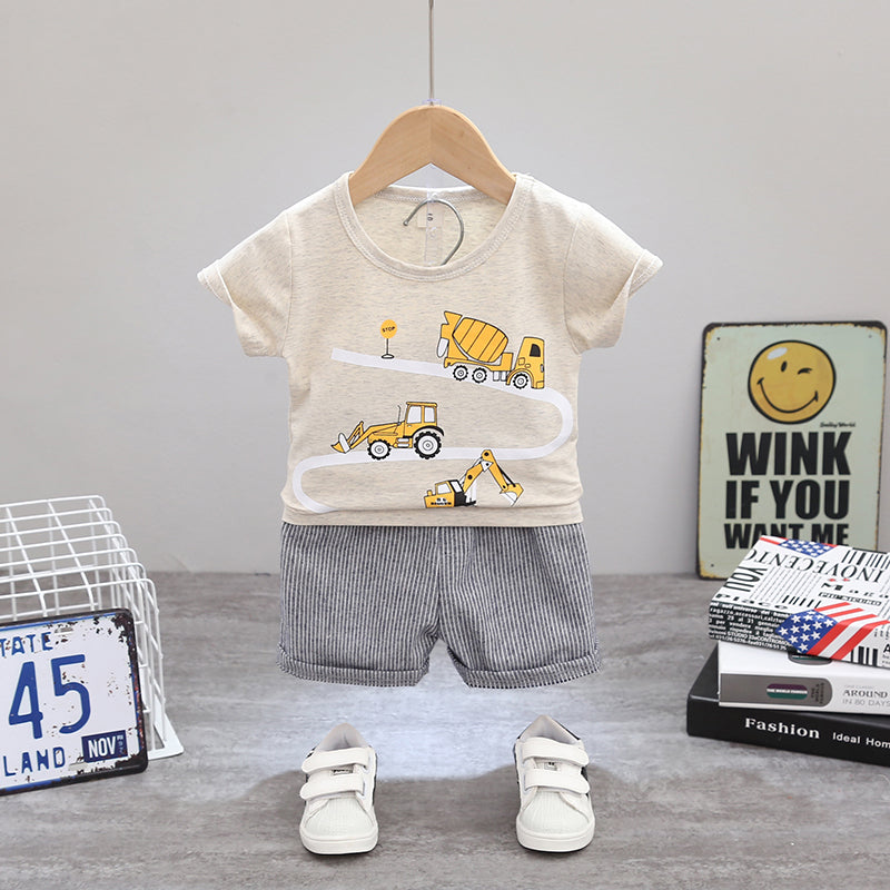 Boys 100% Cotton Summer Tee Shorts 2 piece Set