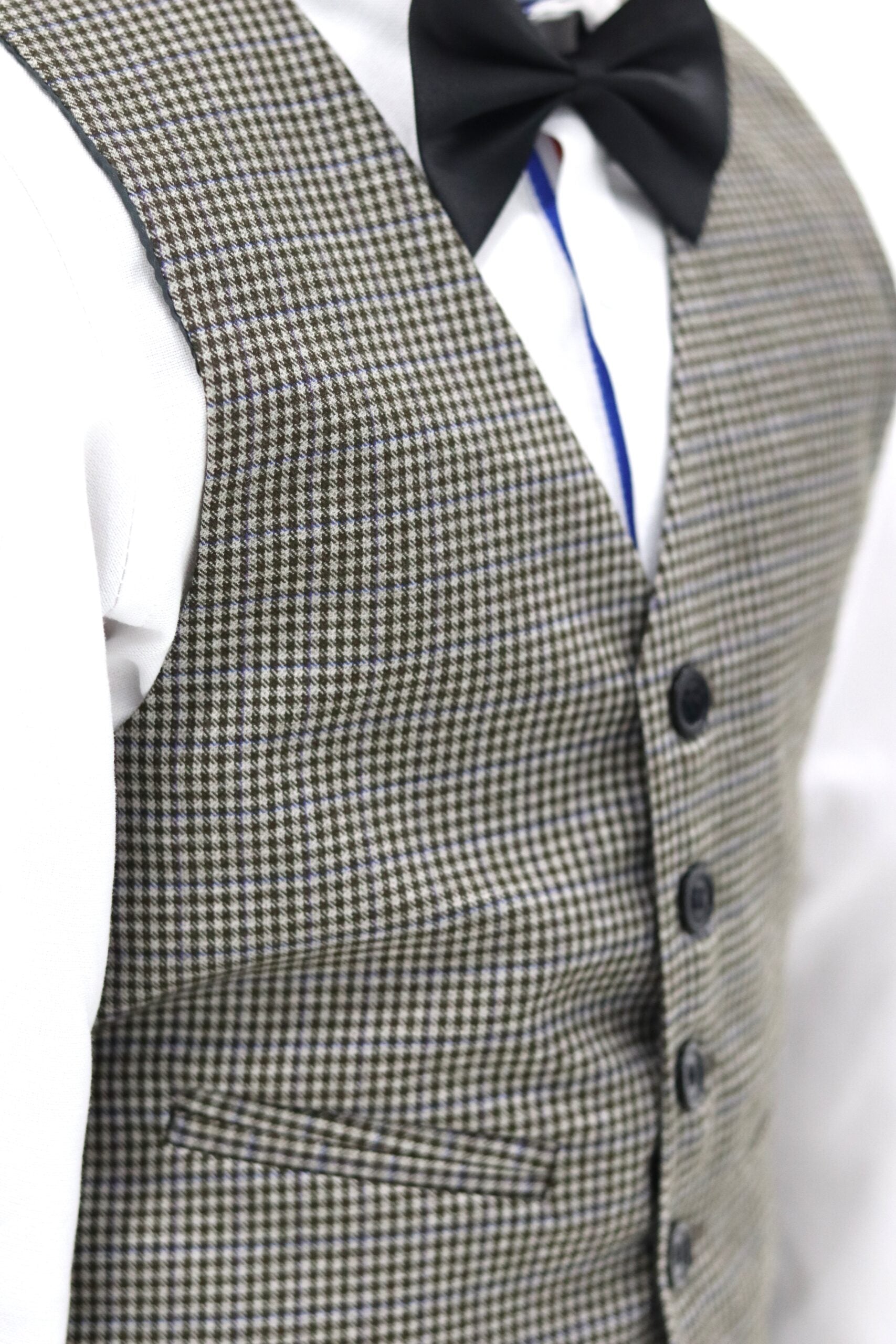 Boys Check Suit - Brown Suit 3pcs Set
